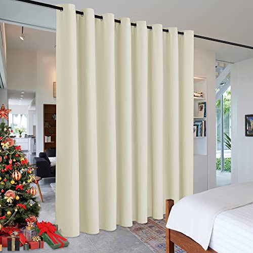 Image of RYB HOME Privacy Room Divider Curtains Extra Wide Blackout Drapes Noise & Odor Reducing Energy Saving Curtain Partitions for School Dorm Shared Room, W180 x L108 inch, Light Beige, 1 Pc