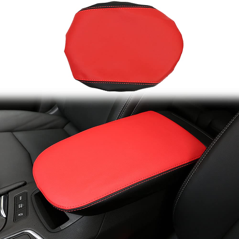 BOYOUSCar Armrest Cover Waterproof Center Console Pad Covers Scratch Resistance Leather Protector Interior Decoration Accessories Fit For Cadillac XT5 2016-2022 XT6 2020-2022（Red+Black）