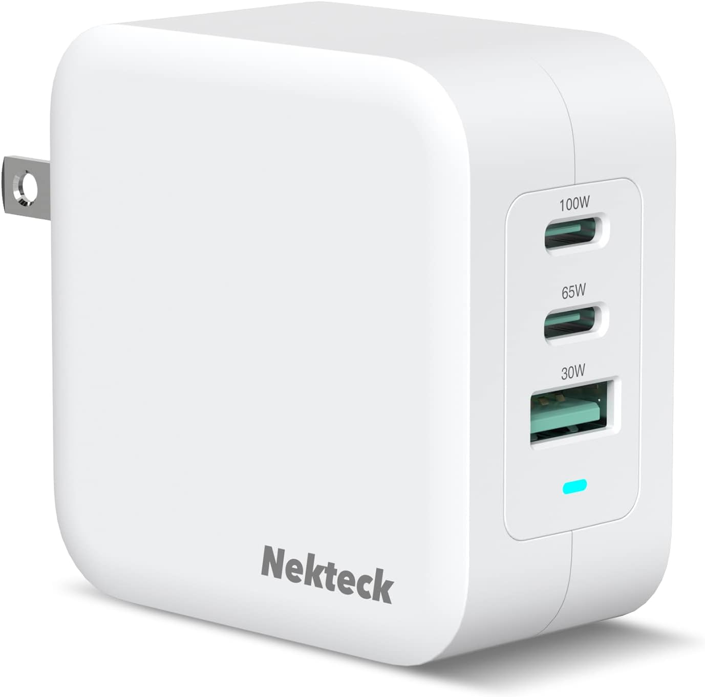 Nekteck 100W GaN 3-port USB-C charger with two USB-C ports and one USB-A port