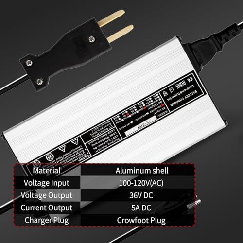 Nakkaa 36V 5A Golf Cart Charger with Crowfoot Connector Plug Compatible with TXT DS Golf Cart