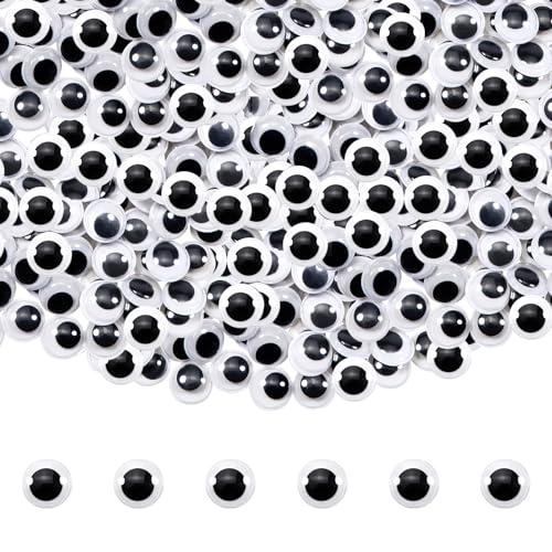 Image of TOAOB 150pcs 6mm Plastic Wiggle Googly Eyes Self Adhesive Black Round Sticker Eyes DIY Arts Crafts Scrapbooking Accessories