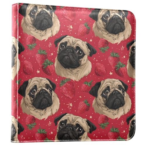 Álbum de fotos ALAZA para perros Pug, con cubierta de poliuretano, diseño de tres anillos, para bodas, familia y viajes miniatura 1