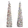 2 set pop up christmas tree 5ft collapsible artificial tree pencil christmas tree fake xmas trees for indoor outdoor apartment party decorations and home decor silver color  urban country home decor