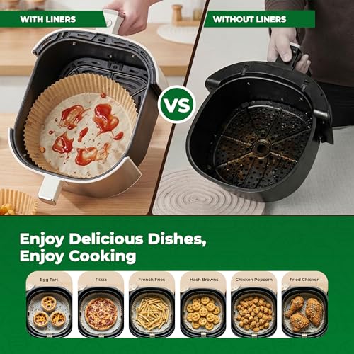 Image of Eurowrap Air Fryer Paper Sheets (100 PCS) | Oil-Proof Parchment Liners for Frying, Baking & Roasting | Non-Stick Butter Paper for Air Fryer