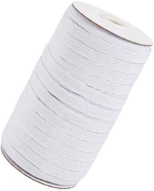 YZYANZI White Elastic Bands 1/2 Flat Elastic Cord Stretch Strap - 12mm 144 Yds Roll of Elastic Straps Braided Elastic Band for Sewing and Elastic Crafting