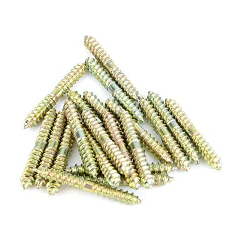 Double Ended Screw 20Pcs, 5 * 40mm Dowel Screw Woodworking Furniture Connector Cover