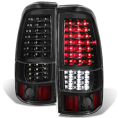 AKKON - For [Black - C-Shape Full LED Style] 1999-2002 Chevy Silverado | 1999-2003 GMC Sierra Taillights Pair Left+Right