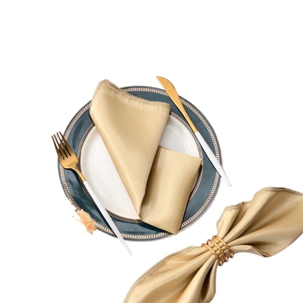 Cloth Dinner Table Napkins, Satin Dinner Napkins Multicolor 50 Pcs(Champagne)