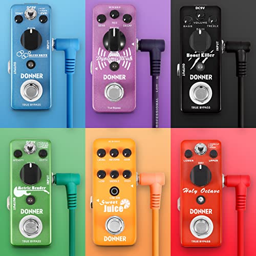 Donner 6 Inch Guitar Patch Colored Cable 6-Pack, Ts 1/4" Right Angle To Ts 1/4" Right Angle #TOP4