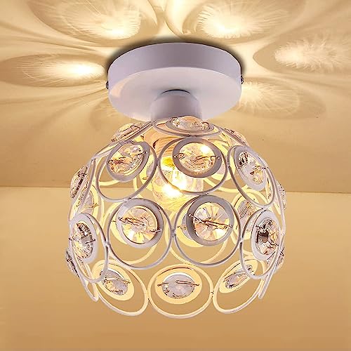 PETITES ECREVISSES E27 Plafoniera in Cristallo Moderno Lampadario Da Soffitto Creativa Paralume 20cm Bianco Per Corridoio Scale Ingresso Camera da Letto per Bambini (Bianco-20cm)