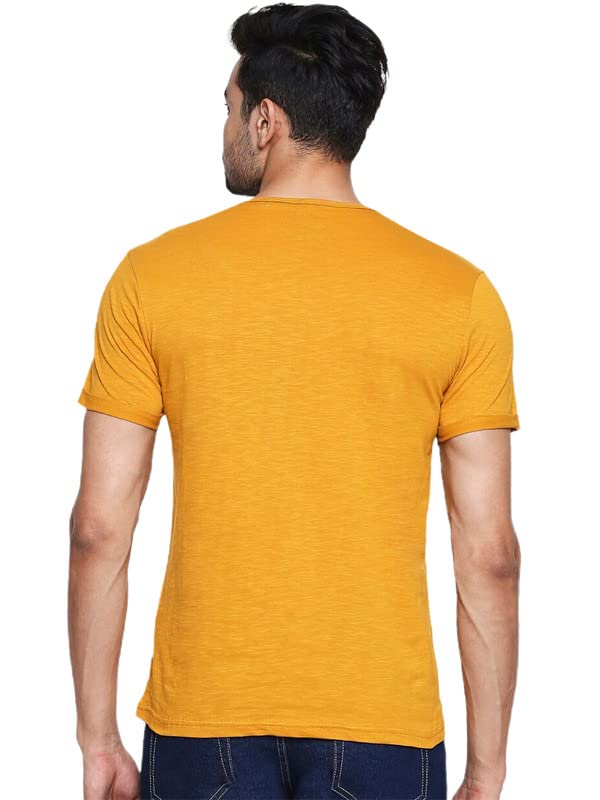 Image of LAZYCHUNKS Regular Fit Solid Henley Half Sleeve Tshirt for Men