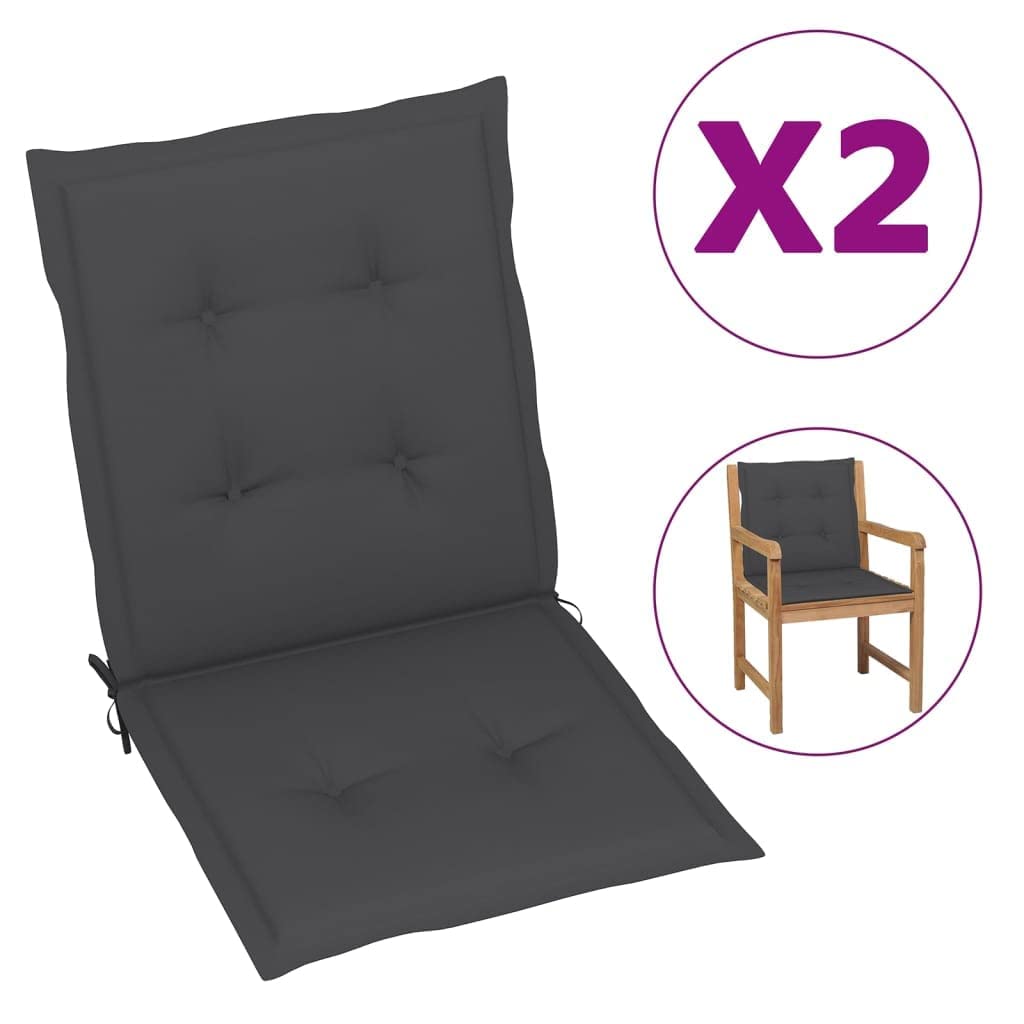 Cuscino per sedia da giardino, 2 pezzi, per sedie a sdraio con schienale alto, design universale, per interni ed esterni, balcone, terrazza, con 2 laccetti, antracite, 100 x 50 x 3 cm