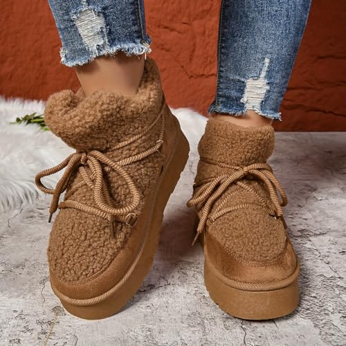 Chic Winter Women's Snow Boots - Warm, Lace-Up Mid-Calf with Thick Sole for Casual Wear4