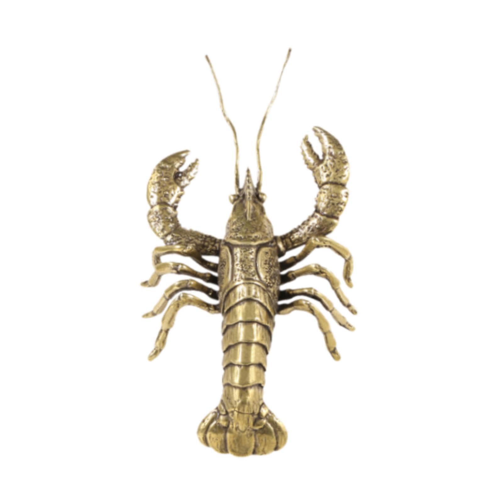 PIXZCSA Statuetta di aragosta in ottone in stile cinese d'epoca per camera da letto d'albergo, regalo da collezione, finitura antica, vetrine ricche