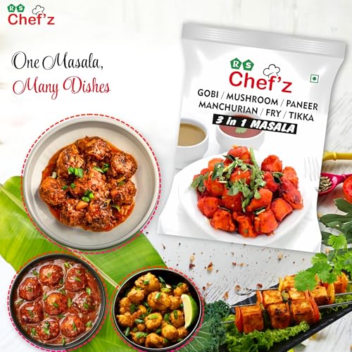 Image of RS Chef'z 3-in-1 Masala Powder 500g. Versatile Spice Mix for Dry Gobi Fry /Gobhi Manchurian Mushroom Dishes Paneer Tikka Pakoda | Ready-to-Cook Authentic Indo-Chinese Flavour