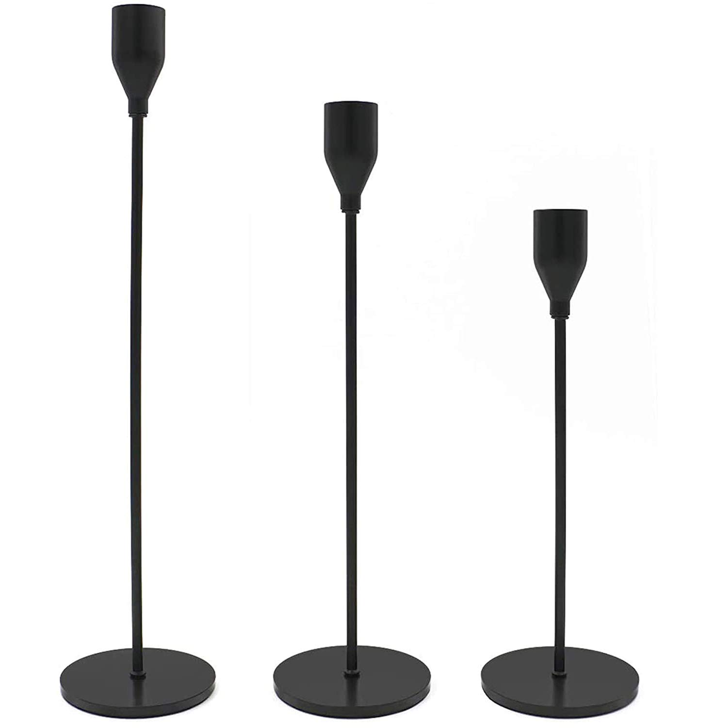 LXTaoler Candle Holders for Taper Candles, Set of 3 Black