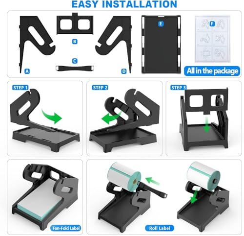 Image of BRONTIX Multi Size Label Holder for Rolls and Fan-Fold Labels, Thermal Sticker Roll Holder for Desktop Thermal Printer Shipping Supplies
