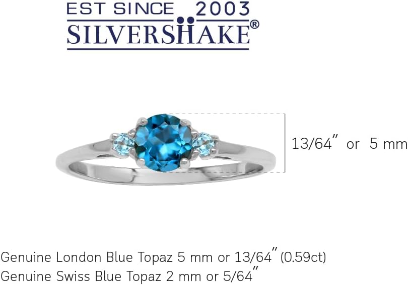 Silvershake Petite Design Round Shape Gemstone Birthstone White Gold Plated or Yellow Gold Plated 925 Sterling Silver Solitaire Promise or Engagement Ring Jewelry for Women - Image 3