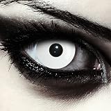 DESIGNLENSES lentilles journalières couleur complètement blanc pour halloween costume de zombie, 1 paire (2 pcs), sans correction (Whiteout, 14.00, 0.00)