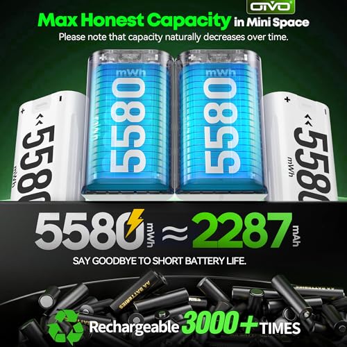 Image of Rechargeable Battery Pack for Xbox One /Xbox Series X|S, 4 x 5580mWh Batteries Xbox One Controllers, Xbox Series Controller Batteries with Charger Station for Xbox One /One S|X /Elite