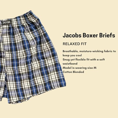 Jacobs Men's Boxer Briefs, Comfortable Cotton Blend, Tag Free, Pack of 3, Size Extra Large Multi2
