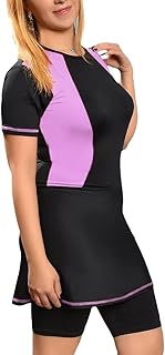 مايوه سباحة نصف كم للنساء بلون كشمير