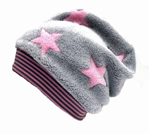 Wollhuhn Caldo berretto grigio con stelle rosa