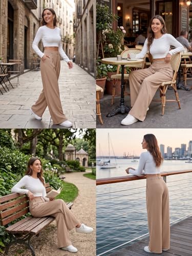 Image of GRECIILOOKS Trousers for Woman | Womens High Rise High Waist Flared Korean Style | Formal Pant for Women Office Wear| Track Pants for Womans Elegant for College & Events (Available in Plus Size)