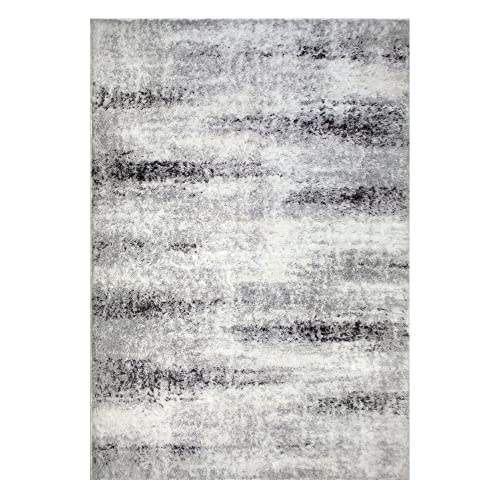 Image of Leick Home 594580 Zielle Soft Shag Painterly Modern Rug Gray Living Room Bedroom Area Rug Rectangle 3'9 inch x 5'9 inch