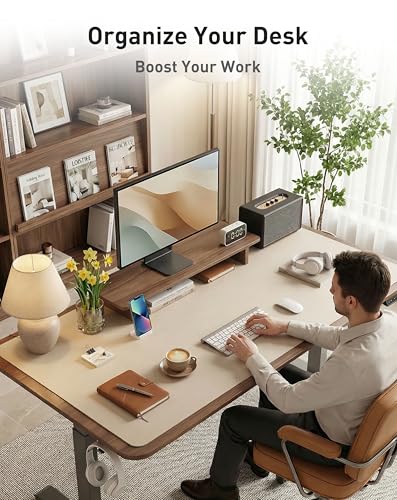 Image of Aothia Faux Leather Desk Mat - Large Mouse Pad, Non-Slip PU Leather Blotter, Waterproof Writing Surface for Office and Home (Eggshell, 40 inch x 24 inch)