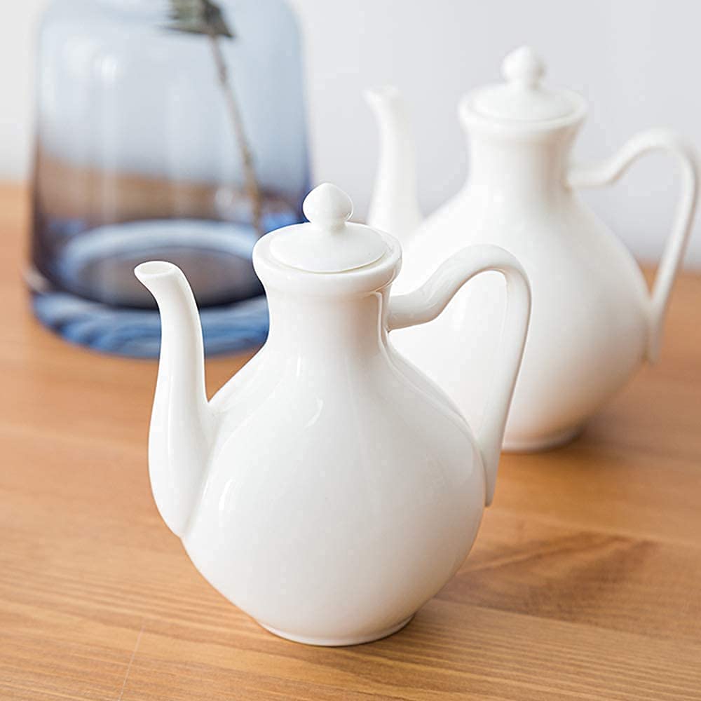 Biała porcelanowa butelka dozująca olej, sos sojowy, ocet, ceramiczna butelka na olej, miniaturowa buteleczka na sos sojowy, ocet,