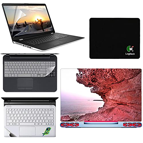 sdm 5in1 Combo, HD, UV Printed, Protected, Bubble Free, Scratchproof, for 15.6 inches on 3M Vinyl with Screen Guard and Key Protector, pelmrest Skin,Mouse-pad Combo Set 20