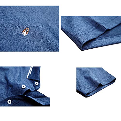 Polo homme col décontracté gris bleu small - 4