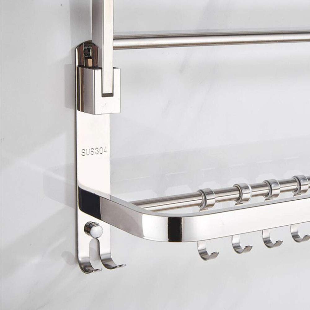 Toallero para Baño Acero Inoxidable Toalleros De Barra Toallero De Pared Estante Gancho Repisas De Toalla Plegable Towel Racks Bathroom Towels Holders,80cm/31in