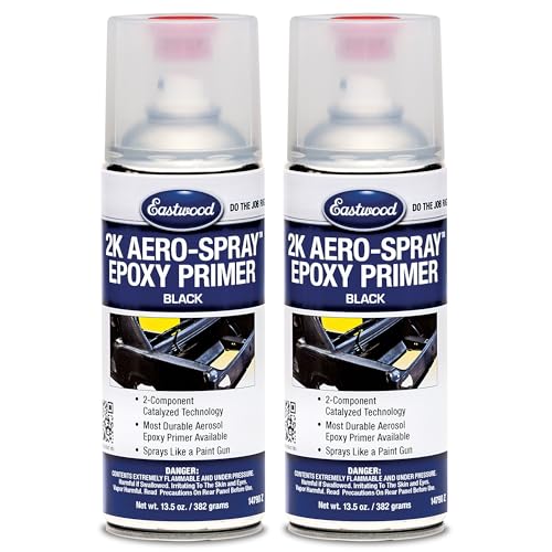 Eastwood 2K Epoxy Black Primer | AeroSpray Catalyzed Technology | Durable Direct to Metal Epoxy Automotive | for Car Body Filler & Fiberglass | 2 Pack