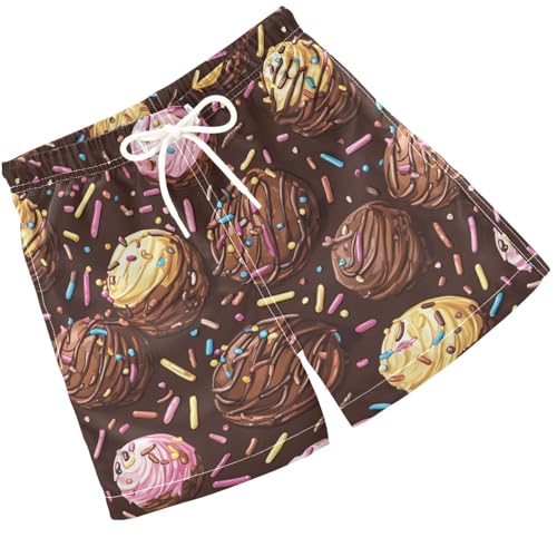 Pigsaly Boys Swim Trunks Chocolate Sprinkles Ice Cream Boys Board Shorts Swimsuit Swimwear Summer Bathing Suit 5T