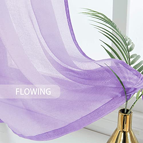 Upopo Lilac Sheer Tier Curtains 16 Inches Long Voile Kitchen Tiers Linen Textured Cafe Curtains Bathroom Girls Nursery Room Short Small Curtain Panels Door Window Curtains 2 Panels Rod Pocket #TOP3
