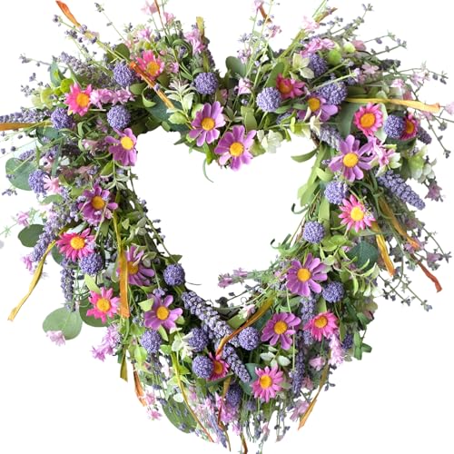 Bibelot Heart Shaped Daisy Wreath for Front Door...
