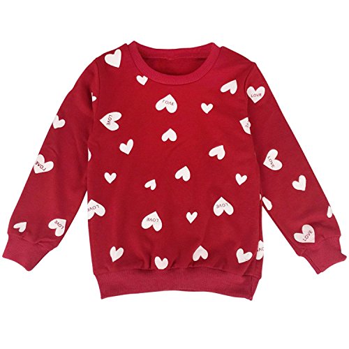 Image of DDSOL Little Girls Clothing Set Outfit Heart Print Sweatshirt Top + Long Pantskirts 2pcs Baby Pant Set for Toddlers and Kids
