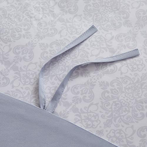 Image of Mellanni Duvet Cover Set 5pcs - Soft Double Brushed Microfiber Bedding with 2 Shams and 2 Pillowcases - Button Closure and Corner Ties - Wrinkle, Fade, Stain Resistant (Full /Queen, Laced Sky Blue) | Hotel Luxury, Extra Soft & Cooling - Microfiber - Button Closure and Corner Ties (Queen, Laced Sky Blue)