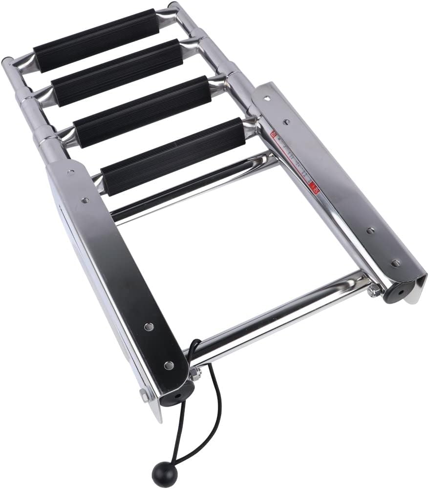QWZYP 4 Step Stainless Steel Under Platform Slide Mount Boat Boarding Telescoping Ladder Sliding Folding Swimming Launching Ladder : Automotive