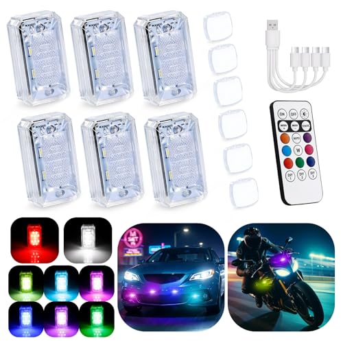 1797 Upgraded 11-LED Wireless Strobe Lights with Remote, Mini RGB Ambient Lighting for Car Exterior...