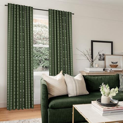 Lino Rosa Olive Green Black Out Curtains 63 Inch Long, Boho Room Darkening Curtains for Bedroom, Cozy Sanctuary Blackout Light Blocking Curtain Drapes, 50" W x 63" Length by Lino Rosa - Image 5
