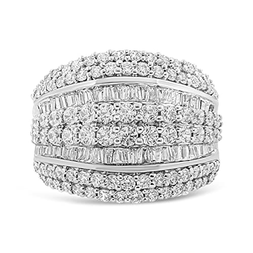 Haus of Brilliance .925 Sterling Silver 2.00 Cttw Round and Baguette-Cut Diamond Cluster Ring H-I Color, I1-I2 Clarity - Size 8