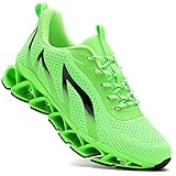 Mens Walking Shoes Breathable Mesh Blade Tennis Running Sneakers Fashion Non Slip Work Sport Gym Cross Trainers Fluorescent Green