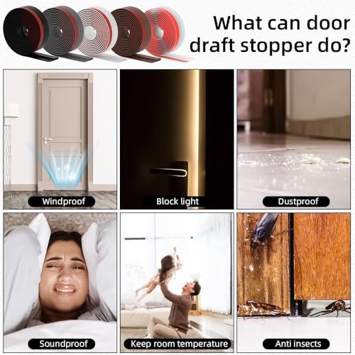 Image of TEKCOOL 39 Inch Silicon Door Bottom Sealing Strip | Self Adhesive Gap Filler Rubber | Bottom Sealing Strip Guard | Protector from Cockroach, Insect, Bugs, Air & Dust | (39 Inch, Coffee)'