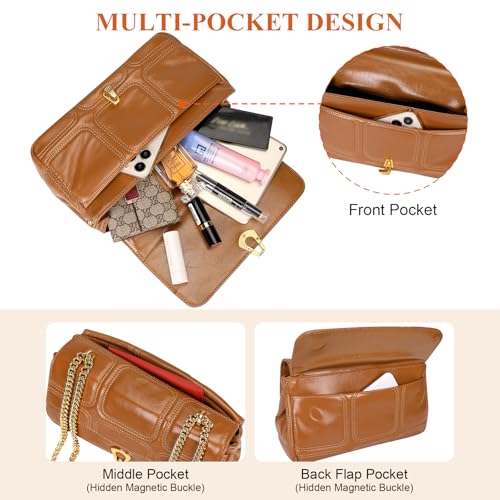 Image of Over Earth Quilted Leather Crossbody Bags for Women Chain Shoulder Purse