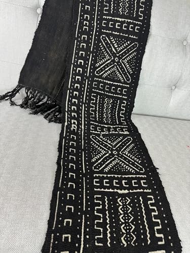Black African Mudcloth Scarf/Bogolan Boho Scarf/Unisex Handmade Scarf/Bogolan Mudcloth Scarf/Scarves/Gift for Her/Gift for Him/Chrismas Gift2