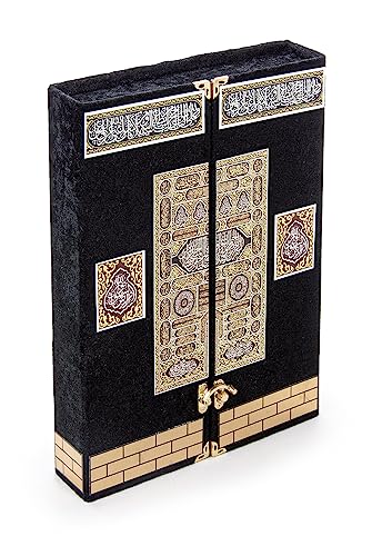 ihvan online The Holy Qur'an, set portatile con piedi magnifico Kaaba porta corano rivestito in velluto, libro sacro musulmano Corano, perfetto regalo islamico per Ramadan Eid, medio, nero