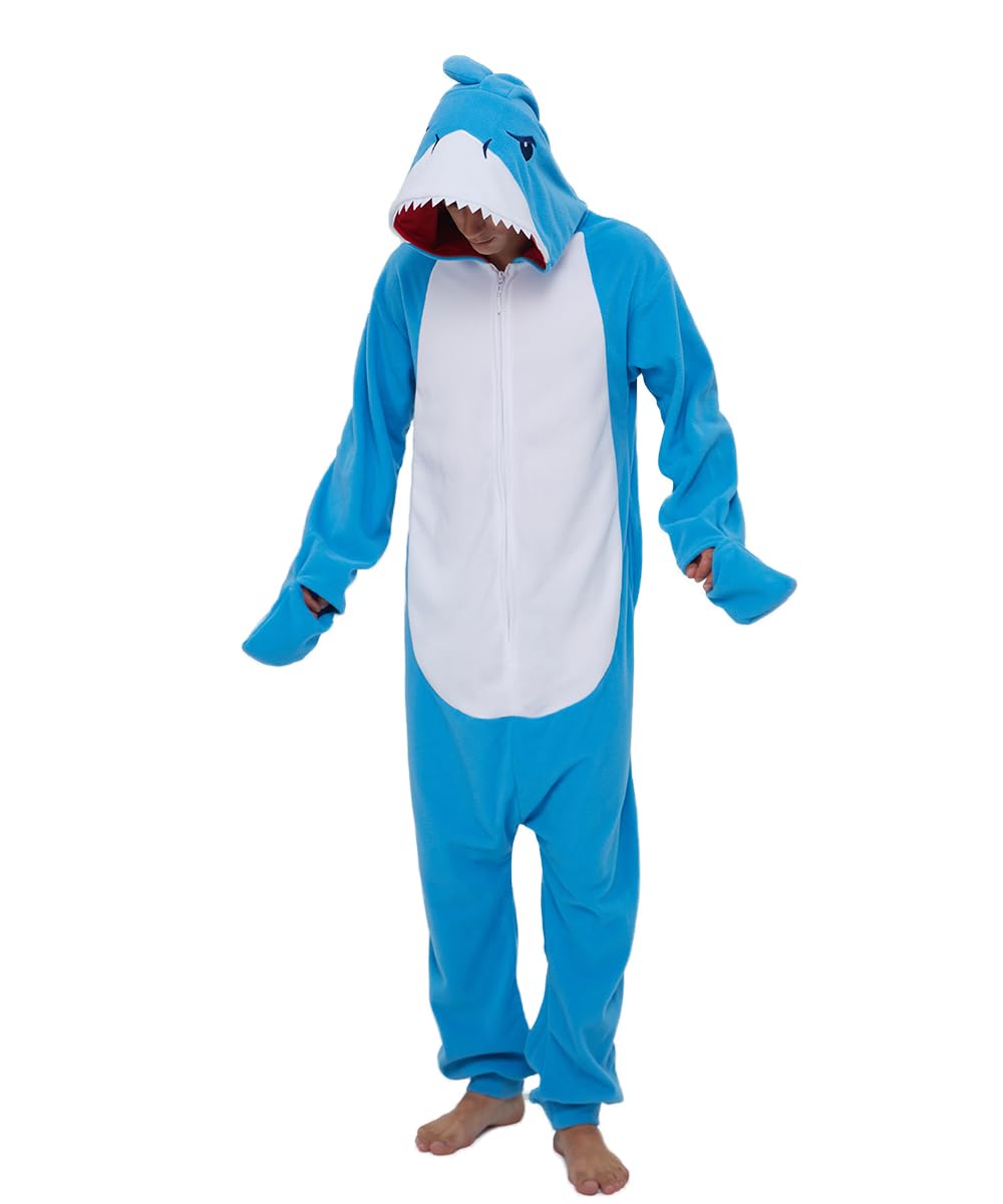 Laahoem Animal Requin Pyjama Unisexe Adulte à Capuche Hommes Femmes Combinaison Costume Cosplay Pyjama